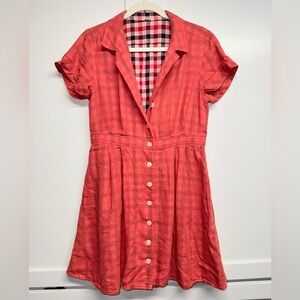 Fossil 100% Cotton Orange and Black Plaid Dress
